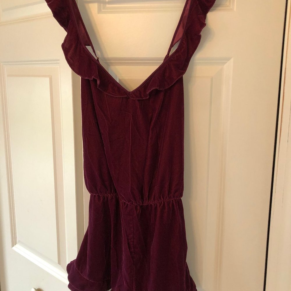 Purple velvet romper